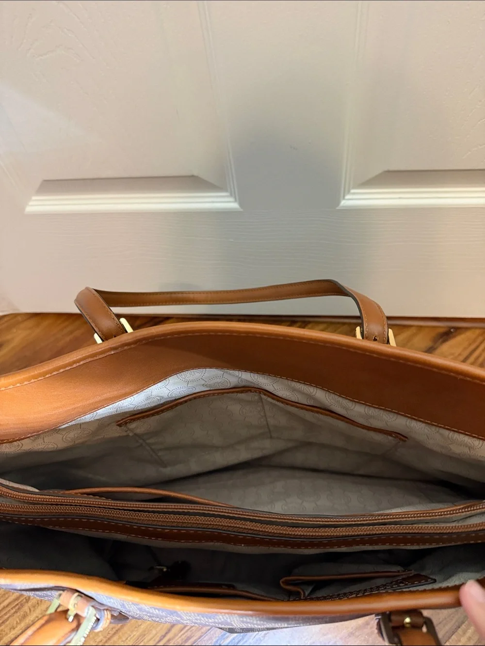 Michael Kors Brown & Tan MK Logo Laptop Tote